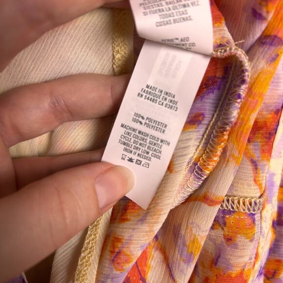 Aerie Mini Skirt Womens Small Floral Tie Waist Flowy Feminine Bloomcore Colorful - Picture 6 of 6